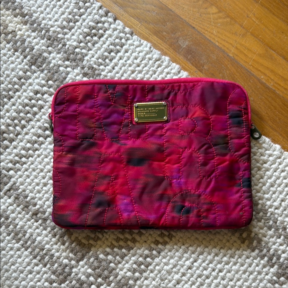 Marc Jacobs Vibrant Red and Pink Quilted laptop sleeve